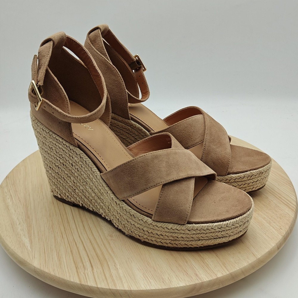 Lisa Vicky Shoes Womens Size 10 Beige Espadrille Wedge Sandals Platform‎